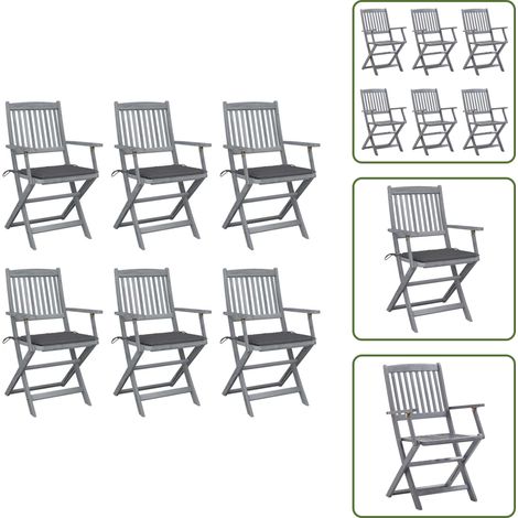 Sedie in legno - vidaXL Sedie da Giardino Pieghevoli 6pz con Cuscini in Massello Acacia - Cuscini per sedile