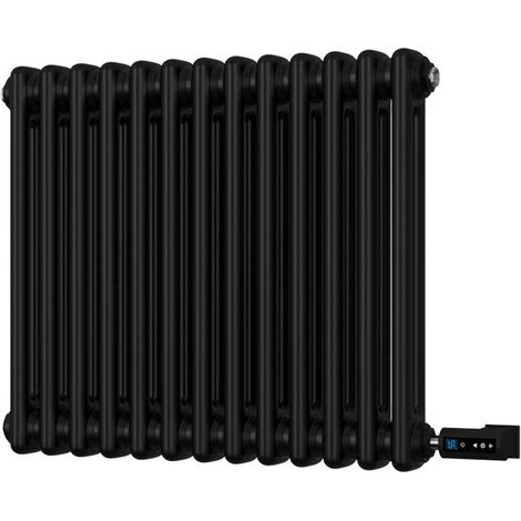 Alpha - Black Column Electric Radiator H500mm x W592mm 2 Column 300w Thermostatic WIFI
