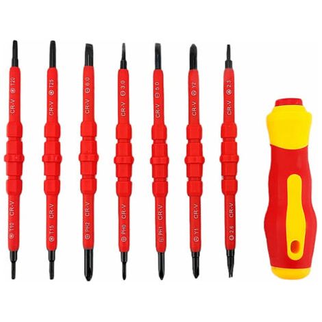 Sollbry Ensemble de tournevis électrique isolé 7pcs multifonctionnel 14 en 1 kit d'outils de réparation d'électricien en alliage interchangeable (1/5)