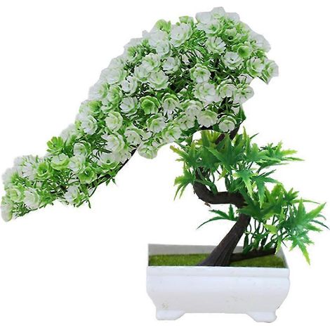Bouquet fleuri, plante, arbre, bonsaï en pot, décoration de bureau, jardin, fêteblanc, vert (1/5)