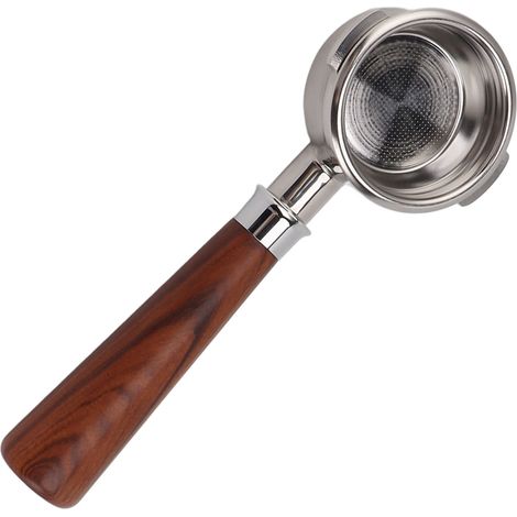 Porte-filtre nu sans fond de 58 mm pour machine à café universelle, porte-filtre à double oreille en acier inoxydable de type A1, branche rouge acide (1/5)