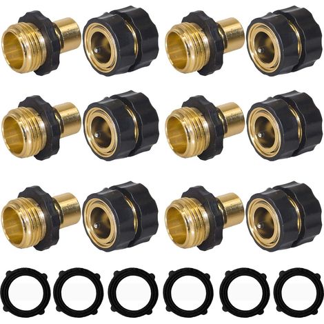 Raccord Rapide Tuyau D Arrosage - 3/4 Pouces - Aluminium - Pour Tuyaux Standard - 6 Pièces (1/5)