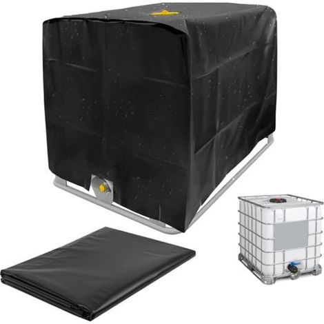 Abdeckplane für 1000L IBC-Container – UV-, Staub- und Regenschutzplane aus Oxford-Gewebe (Schwarz, 120 x 100 x 116 cm)