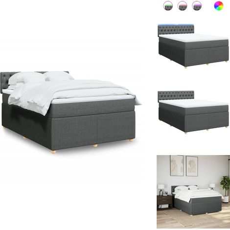 Sommier à lattes de lit avec matelas Gris foncé 160x200cm Tissu - Sommier À Lattes De Lit - Sommiers À Lattes De Lit - Lit - Meuble De Chambre À Coucher (1/5)