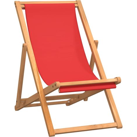 Strandstuhl Klappbar Massivholz Teak Rot vidaXL