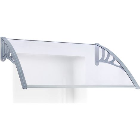 Auvent avant-toit porte transparent en plastique Marquise porte d'entrée HxlxP 28 x 123 x 102 cm, gris (1/5)
