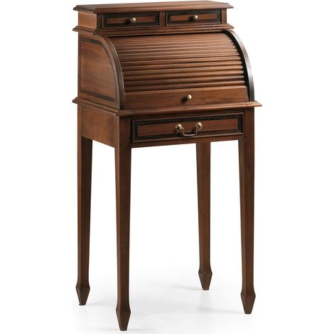 Petit bureau secrétaire en bois d'acajou marron Castle 55cm (1/4)