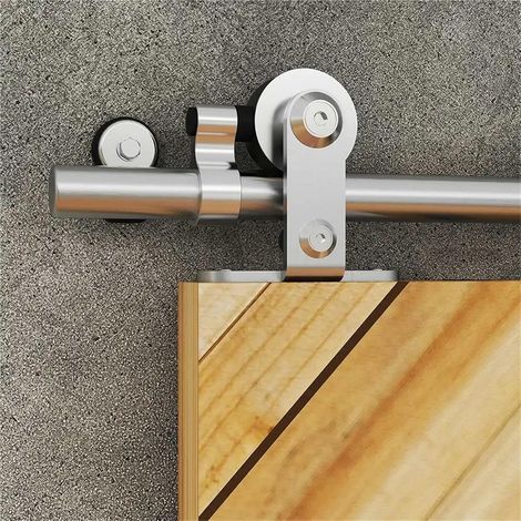 Système de Porte coulissante en Acier Inoxydable, Convient for Porte Simple, Type T, kit de quincaillerie for Porte de Grange, 1,8 m/1,6 m(5.6FT-171CM) (1/5)