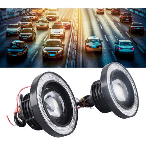 (Exklusiv in Mexiko erhältlich) LED-Nebelscheinwerfer mit Angel Eyes, 3,5-Zoll-COB-Halo-Tagfahrlicht, Weiß + Blau (2er-Pack) (1/5)