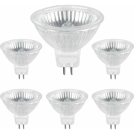 Bombilla halógena  800 lm, blanco cálido, 2700 K, regulable, GU5.3, 50 W, 12 V, foco halógeno Mr16, paquete de 6