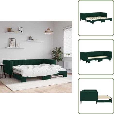 vidaXL Tagesbett Ausziehbar Dunkelgrün 90x200 cm Samt (1/5)
