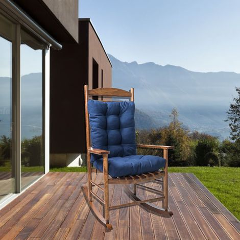 Coussin rembourré bleu marine lavable et moelleux avec dossier intégré en polyester brossé pour chaise balançoire fauteuil relax canapé banc hamac 43x43x10cm+43x53x10cm - 1 pièce (1/4)