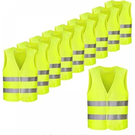 Raro ritrovamento: gilet di segnalazione / gilet di sicurezza giallo neon con strisce fluorescenti: 10 pezzi (1/5)