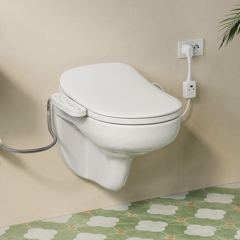 Spülrandlos Hänge Toilette & Intelligenter Smart Bidet Toilettesitz Set mit Dusch Funktion Beheizter Sitz, Nachtlicht, Warmlufttrocknung (1/5)