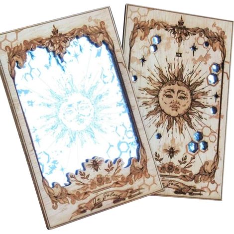 Miroirs de tarot Sun XIX en bois, décoration pour la maison. Miroir de tarot Sun XIX, ornement pour la maison. (1/5)