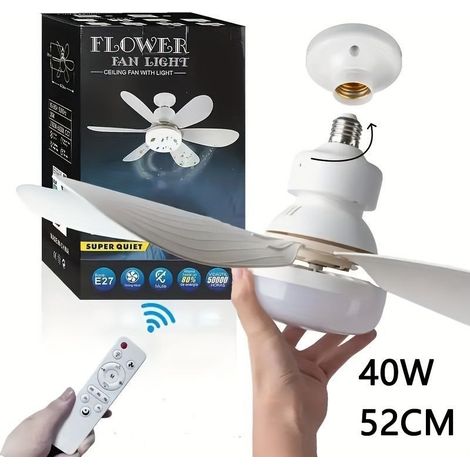 Ventilateur de plafond éclairé avec télécommande – Moteur silencieux – 3 vitesses – LED économe en énergie – 52cm de diamètre (1/5)