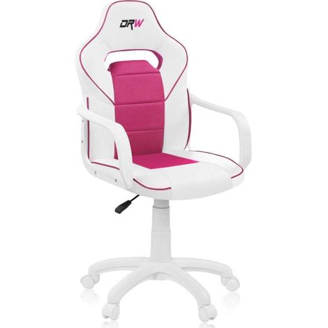 Silla gaming con ruedas y reposabrazos 98-109,5x46,5 cm DRW Blanco - Rosa DRW 46,5cm (ancho) x 98-108cm (alto) (1/5)