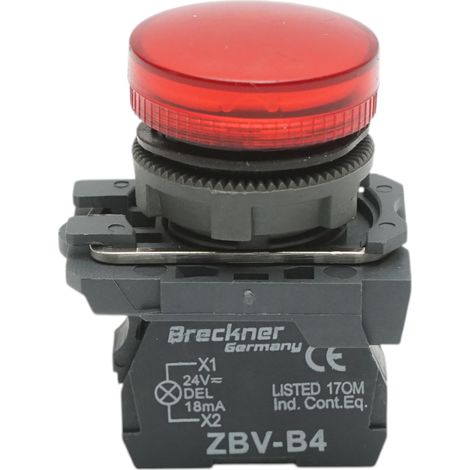 Indicatore di segnale LED rosso 1NO+1NC, 24V, 18mA, TB5 Breckner Germany (1/5)