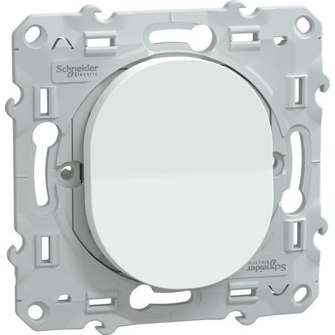 Schneider Electric – Mécanisme bouton poussoir OVALIS 10 A blanc – Fixation par vis et griffes – Résistant aux UV – S320206 (1/6)