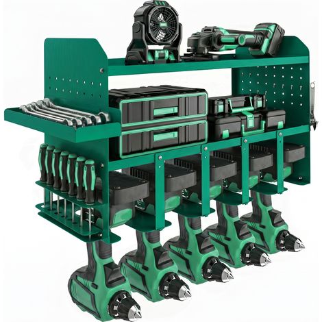 Organisateur mural vert pour outils électriques (1/5)