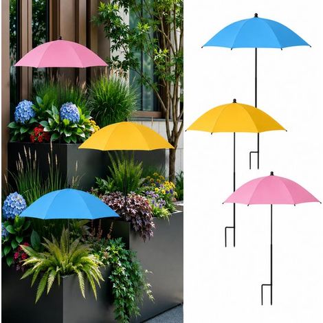 Lot de 3 parasols pour plantes – Bord plat – Hauteur réglable – Protection UV et résistant à la pluie – Pour plantes en pot, parterres de fleurs et jardin – Piquet de terre en forme de H (1/5)