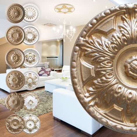 Rosone in polistirolo - decorazione interna, stucco per soffitti EPS - oro: R-02 - Ø 40 cm, super oro