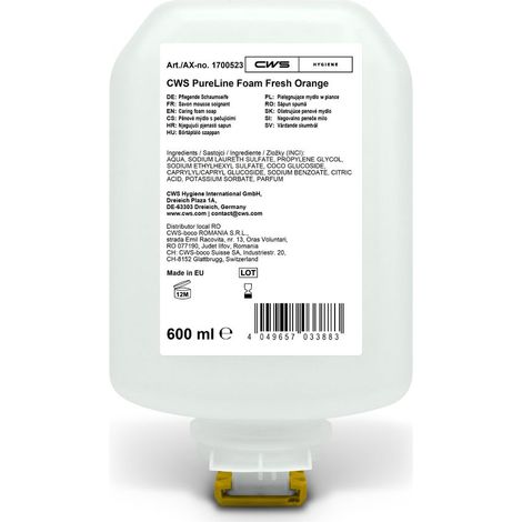 CWS PureLine Foam Fresh Orange Flasche mit 600ml, 8 Stück
