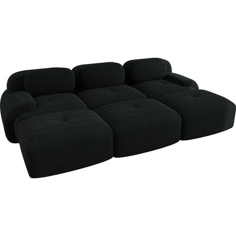 CHICFURN Sofá modular de 3 plazas 298x178x70 cm negro en tejido acanalado, sin montaje (1/5)