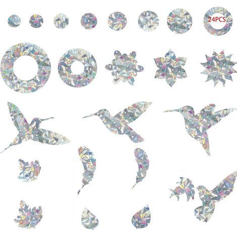 Bird Collision Protection Window Stickers, Anti-Collision Glass Door Protection Silhouette Window Stickers to Prevent People and Birds, 24 Pieces (1/5)