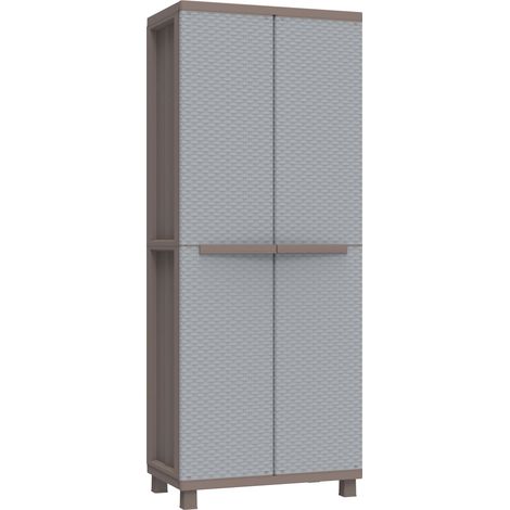 Armadio Modulare da Esterno 68x37,5x170 cm 2 Ante 3 Ripiani in Polipropilene Jrattan Tortora e Grigio (1/4)