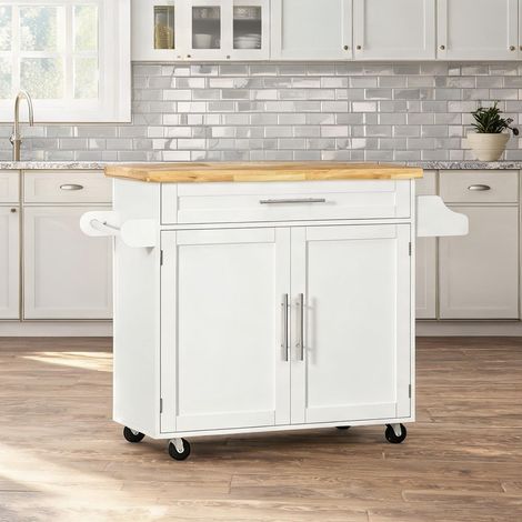 Buffet coloris blanc en gummiholz MDF 109 x 40 x 89 cm (1/5)