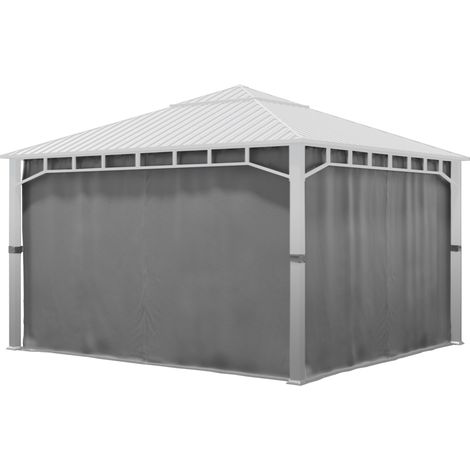 TOOLPORT 4 Seitenteile für Gartenpavillon Sunset Superior 4x4 m - Polyester ca. 180 g/m² - mit Reißverschluss - grau (1/5)