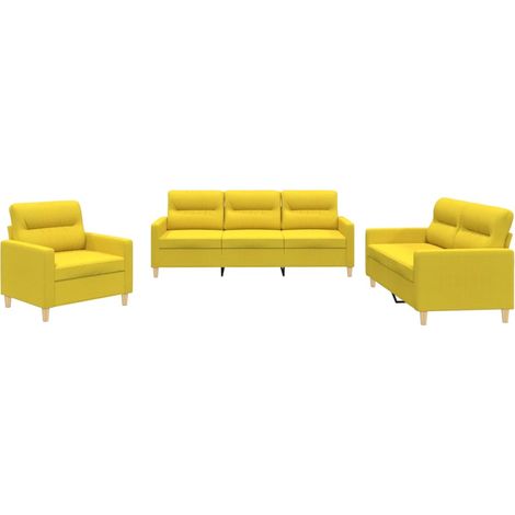 Maison Exclusive - Set di Divani 3 pz con Cuscini Giallo Chiaro in Tessuto