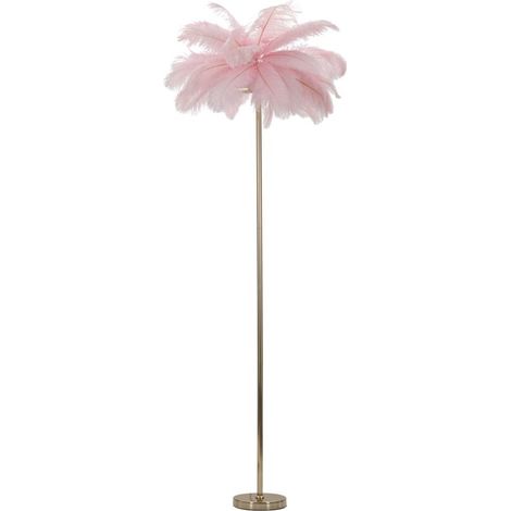 Lampadaire Imitation Plume "Palm" 160cm Or & Rose