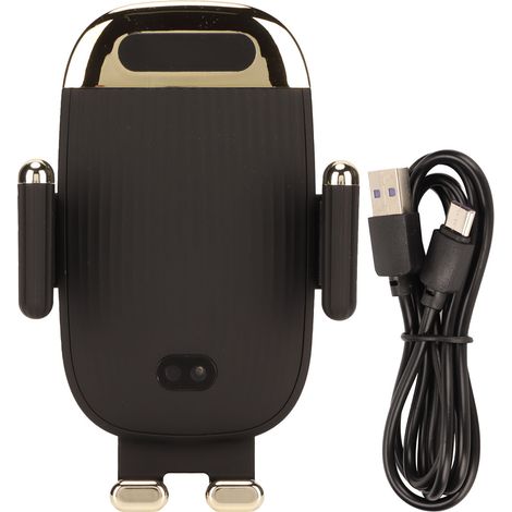 Chargeur voiture sans fil 15W à induction infrarouge, support smartphone pour grille d'aération, noir (1/5)