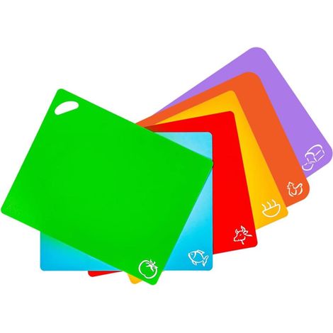 6 pcs Planche à Découper Plastique code couleur sans BPA (1/5)