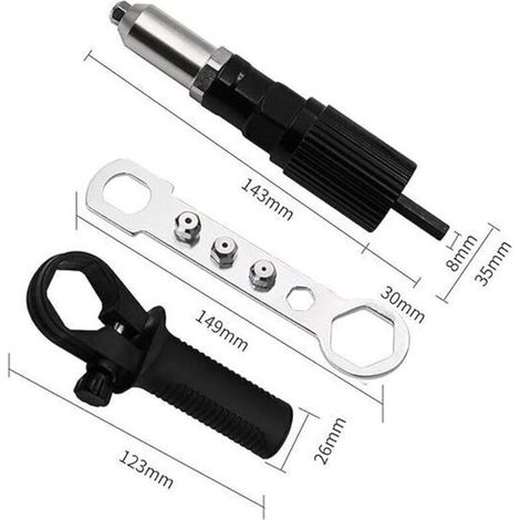 Riveteuse électrique Ulisem, adaptateur pour riveteuse, pistolet à riveter, accessoires pour extracteur de noyau, accessoires, adaptateur de connexion pour perceuse à riveter sans fil (1/3)