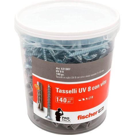 tassello con vite 'uv' in barattolo uv 8s - barattolo 140 pezzi