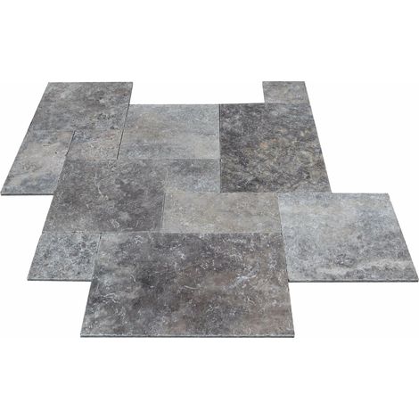 Carrelage Travertin 1er Choix - Silver - Opus 4x1,2cm - Vieilli - (0,74 m²)