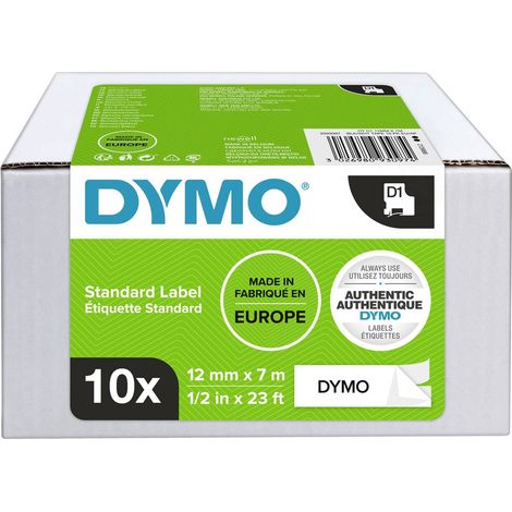 jeu de 10 pack bundle DYMO D1 2093097 Couleur de ruban: blanc Couleur de police:noir 12 mm 7 m