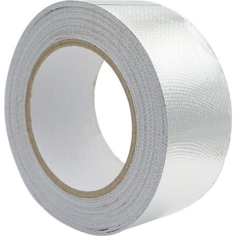 BUNTHAUS CSPARKV Ruban adhésif aluminium Bande d'étanchéité 48mm par 10m renforcé avec un tissu en maille de verre pour ventilations, Résistance à la température -30120°C, Argent (1/4)