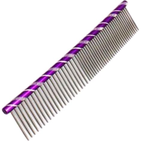 Peigne pour animaux en métal à double rangée de dents, manche coloré, brosse pour chiens et chats, prise en main ferme Épilation professionnelle (1/5)