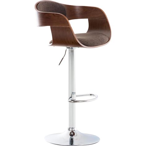 Sgabello da bar x1 design scandinavo in tessuto marrone e struttura in legno color noce 100005045