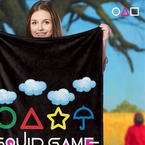 Personalisierte Decke „Squid Game BL637-2“, 120 x 150 cm, weiche Kuscheldecke mit Serienmuster, Sofadecke als Geschenk (1/3)