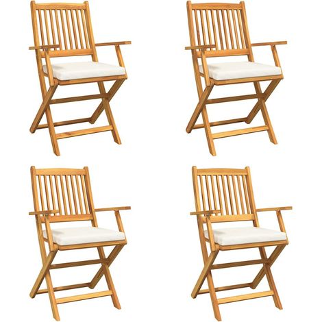 Maison Exclusive - Sedia pieghevole con cuscino 4 pcs Bianco 49 x 57.5 x 92cm