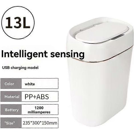 Poubelle compacte de luxe de 13 litres, idéale pour la maison et le bureau. (1/5)
