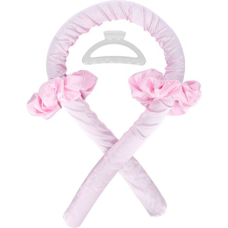 Rouleau de coiffure en mousse à friser, bigoudis sans chaleur, bandeau, outil de coiffure DIY pour la nuit, rose (1/5)