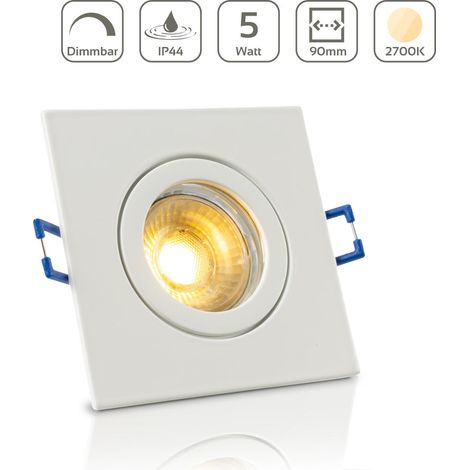 Einbauspot IP44 eckig - Farbe: Weiß - LED Leuchtmittel: GU10 5W warmweiß dimmbar (1/5)