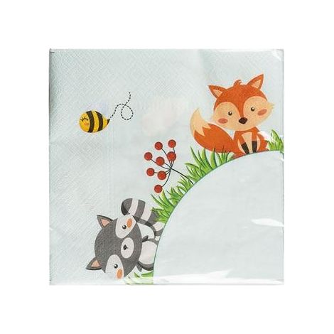 Servilletas con estampado de animales del bosque (20 unidades)