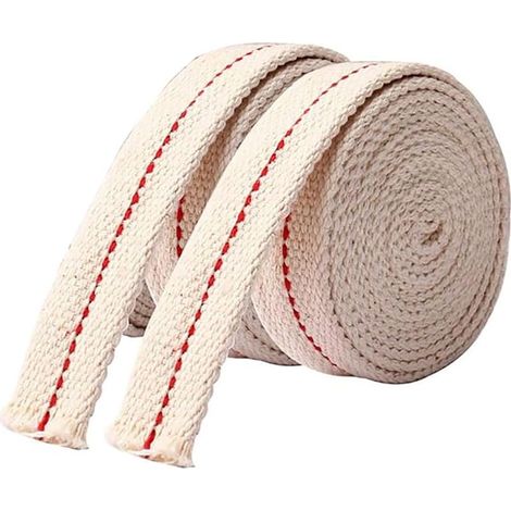 Lot de 2 mèches de lanterne à huile, largeur 1 cm, longueur 1 m, mèche plate en coton, mèche de lampe à huile ou à alcool pour brûleurs à huile ou brûleurs à kérosène, lampe de camping